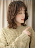 ブリーチなしクラゲヘアくびれミディアムハッシュウルフ30代W