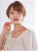 大人マッシュショート ピンクベージュ 30代 40代 オフィスヘア