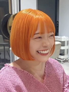 ティア(Tia.) （ハイトーンボブ/オレンジベージュ/シースルーぱっつん）