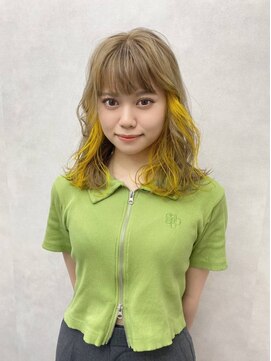 ギグスダブル 栄店(gigs double) イヤリングカラー/フェイスフレーミング/イエロー