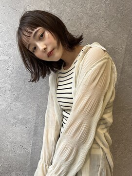 アース 三軒茶屋店(HAIR&MAKE EARTH) 三軒茶屋_レディース_ミディアム_外ハネ_ニュアンス_ボブ_小顔