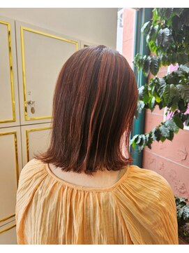 エイムコーゾー美容室(AiM KOZO) ハイライト×オレンジベージュ