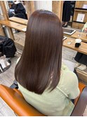 丸型卵形四角逆三角切りっぱなしボブエアリーロング美髪ブラウン