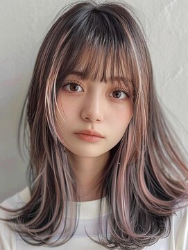 レヴ 草加店(LEV.) ブルーブラック外ハネワイドバングイメチェン艶髪