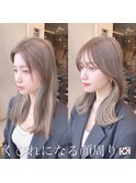 20代30代40代◎前髪パーマ韓国風巻きくすみベージュお団子ヘア