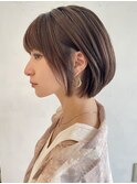 まるみショートボブ大人可愛いショートショコラベージュ