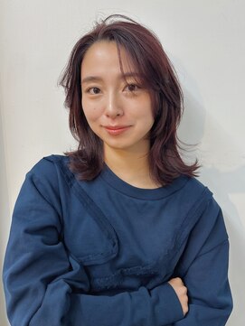 ガーデン 銀座(GARDEN) ボブ ミディアム レイヤー ワインレッド 顔まわりレイヤー