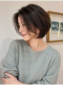 コンパクトショート/ショートレイヤー/艶ブラウン/大人ショート