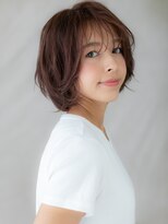 カバーヘア 上尾西口店(COVER HAIR)&nbsp;ミルクティーカラーアンニュイヘアひし形ショートボブ20代30代W