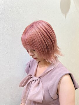 ヘアーグランデシーク(Hair Grande Seeek) ショートウルフハイトーンカラーダブルカラーペールピンク☆