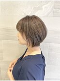 グレージュショートボブ髪質改善透明感カラー