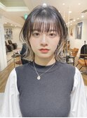インナーカラー 外ハネボブ 黒髪 切りっぱなしボブ【riku】