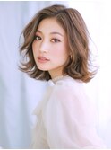 ☆ホワイトグレージュミニウルフデジタルパーマチェリーブラウン