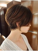 30代　40代　小顔　ショートカット　ハイライト