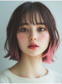 イメチェン♪ビビットピンクインナーカラー×外ハネボブ/韓国