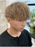 渋谷メンズカラーダブルカラーミルクティーベージュカラー◆