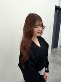 ブリーチなしピンクブラウン