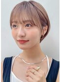 透明感グレージュカラー×束感ショート×小顔矯正立体カット