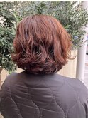 大人可愛い/癖毛を活かしたショートボブ/オレンジブラウンカラー