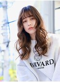前髪パーマ/ウェーブ巻き/重めロング/大人かわいい/センター北