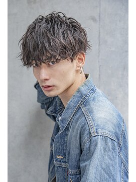 シティ(CITY) フェザーパーマブルーブラックサーフカールスパイキーショート