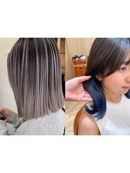 透明感&抜け感ある色味に!インナーカラー/白髪ぼかしハイライト[ハイライト/ブリーチ/シャドールーツ/新宿]