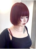 顔周りレイヤー/レイヤーボブ/ハッシュボブ/ワインレッド