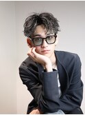 無造作センターパート　ハイライト　スパイラル　鹿児島メンズ