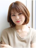 ★30代40代50代イメチェンマロンベージュ前髪小顔Aラインボブ