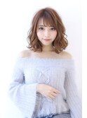 ローライトココアブラウン大人かわいいゆるふわシアーカラーボブ