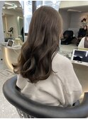 ★斜めバングミディアムヘアグレージュカラーシルキーベージュ★