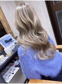 バレイヤージュ、ハイライト、レイヤー、グレーベージュ