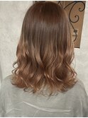 アプリコットオレンジくびれヘアハイライトカラー熊本