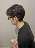大人フェザーパーマ×ナチュラルセンターパート