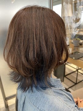 ワン 横浜(ONE005) ウルフボブ×アッシュブラウン×サファイアブルー