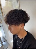 波巻きスパイラルパーマ刈り上げマッシュショート