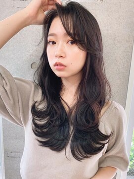 テテ(tete.) 立ち上げ斜めバングくびれ韓国風レイヤーロング