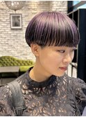アンブレラカラー ペールラベンダー マッシュショート 刈り上げ