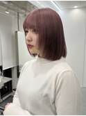 ミルクティーグレージュ暗めアッシュブラウン長めボブ結べるボブ