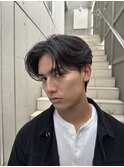 センターパートニュアンスパーマメンズカット
