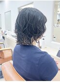 パーマ/ウルフ/夏/コバルトブルー/地毛風/前髪パーマ