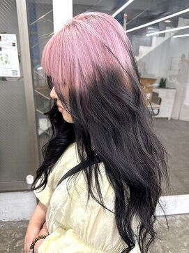 レコ(LECO) レイヤーカットペールピンクルーツカラーブラック裾エンドカラー