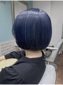 ボブ/丸みボブ/ネイビーカラー/ケアブリーチ/10代20代30代