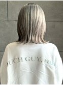 ハイトーン ホワイトシルバー ブリーチカラー 外ハネボブ 艶髪
