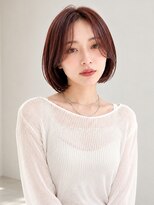メドウ(meadow) センターパート ボブヘア ピンクブラウン 透明感カラー 髪質改善