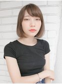 斜めバング　アッシュベージュ　似合わせボブ