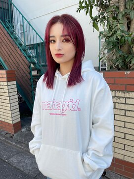 ルーム(Loom.) ミルクティーベージュダブルカラーケアブリーチレッドピンク