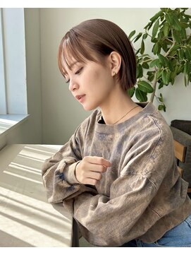 ムード カナザワ(mood kanazawa) ぷっつんボブ×明るめベージュ/オリーブベージュ/シアーカラー