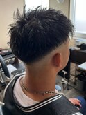フェードカット 束感ショート 黒髪 アップバング 【札幌】