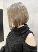 ミルクティーベージュハイトーンボブケアブリーチダブルカラー